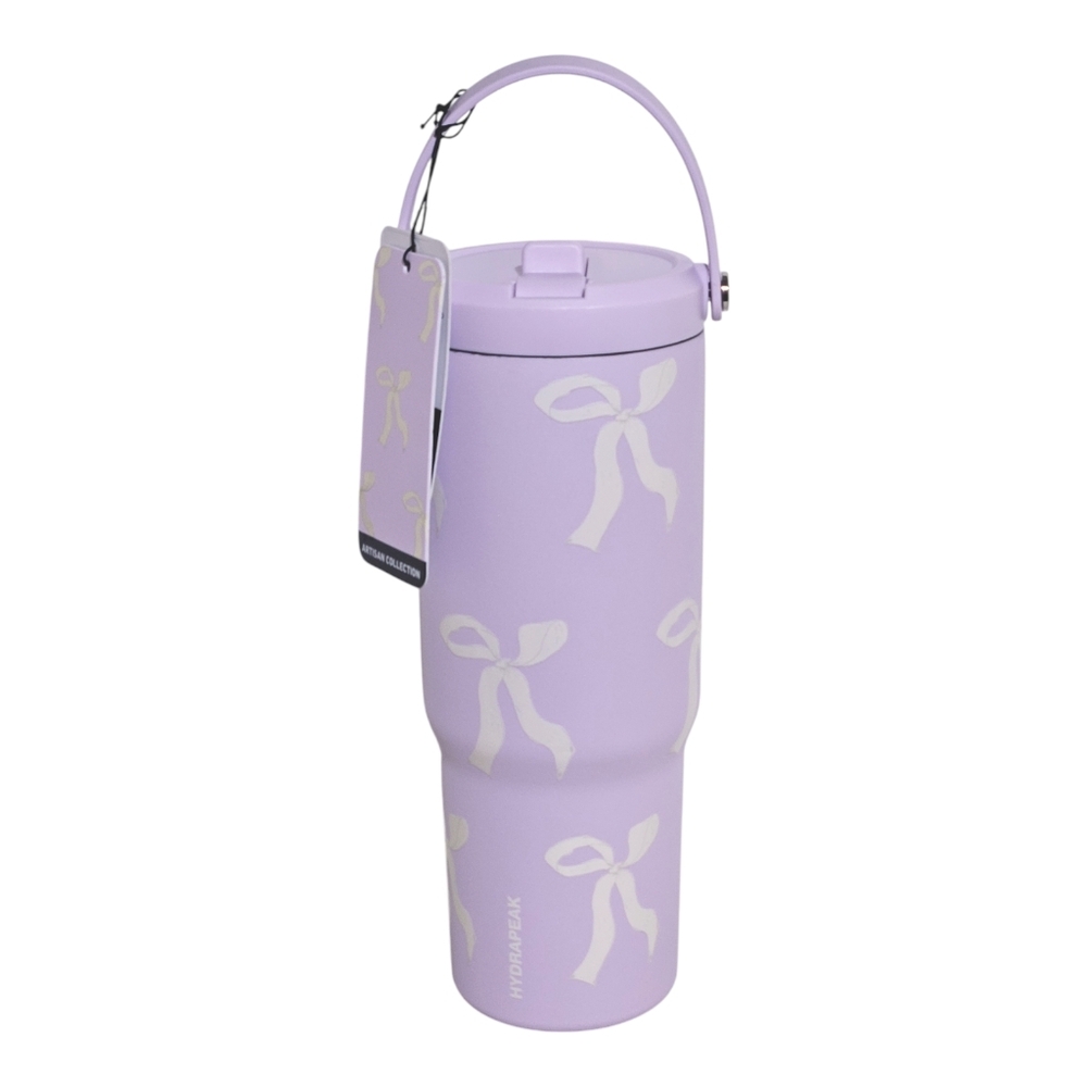 HYDRAPEAK Nomad Lilac Bow 32 Oz Insulated Water Bottle Tumbler Artisan Spring